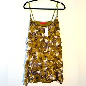 New York & Company Green Tiered Ruffle Romantic Silk Dress NWT Size L